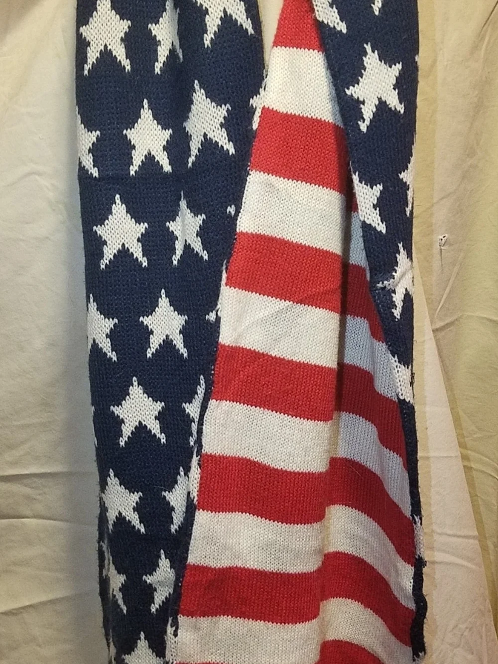 American Flag Star & Stripe Knit Scarf - Red, White & Blue